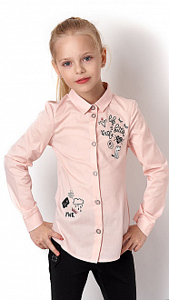 Сорочка шкільна для дівчинки Mevis персикова 3229-02 - ціна