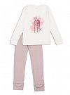 Пижама для девочки Фламинго Леопард молочная 247-212