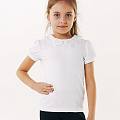 Блуза трикотажная с натуральным кружевом и коротким рукавом SMIL белая 114637/114638 - ціна