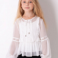Блузка з довгим рукавом для дівчинки Mevis біла 3661-02 - ціна