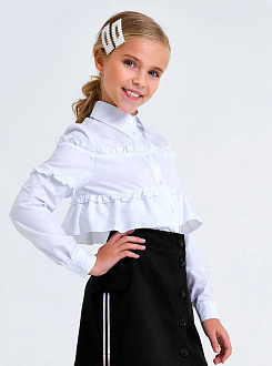 Блузка з рюшами для дівчинки SMIL біла 114760 - ціна