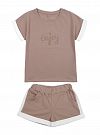 Комплект футболка и шорты для девочки Фламинго мокко 837-416