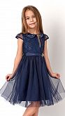 Нарядное платье для девочки Mevis синее 3200-02