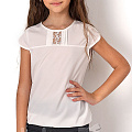 Блузка з коротким рукавом для дівчинки Mevis молочна 2751-01 - ціна