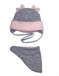Комплект шапка и хомут для девочки Николь персиковый 200101