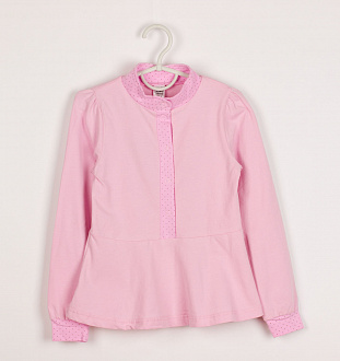 Блузка з басками для дівчинки довгий рукав Valeri tex рожева - ціна