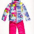 Комбинезон зимний раздельный для девочки (куртка+штаны) Одягайко Абстракт малиновый 20064+01239 - ціна