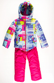 Комбинезон зимний раздельный для девочки (куртка+штаны) Одягайко Абстракт малиновый 20064+01239 - ціна