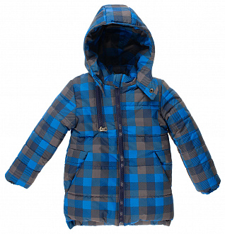 Куртка зимняя для мальчика Одягайко Клетка синяя 20199 - ціна