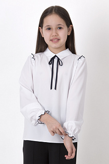 Блузка з довгим рукавом для дівчинки Mevis біла 4397-01 - ціна