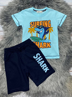 Комплект футболка і шорти для хлопчика Breeze Shark блакитний 15176 - ціна