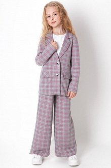 Трикотажний костюм для дівчинки Mevis Клітинка бузковий 4268-01 - ціна