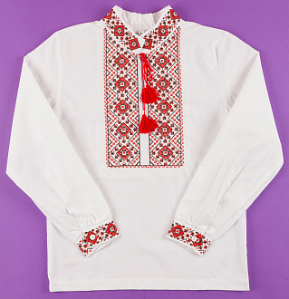 Вишиванка-сорочка з довгим рукавом для хлопчика Valeri tex червоний орнамент 1536-20-311 - ціна