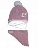 Комплект шапка и хомут для девочки Ханна розовый 200102