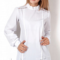 Блузка зі стійкою Mevis біла 2804-01 - ціна