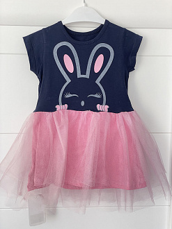 Сукня для дівчинки Зайка темно-синя з рожевим 001 - ціна
