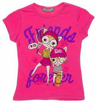 Футболка для дівчинки Котики Friends forever рожева 967 - ціна