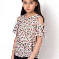 Блузка з коротким рукавом для дівчинки Mevis біла 3440-01 - ціна