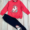 Комплект світшот та штани для дівчинки Barmy Єдиноріг кораловий 0897 - ціна