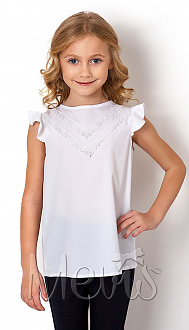 Блузка з коротким рукавом для дівчинки Mevis біла 2666-02 - ціна