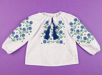 Вишиванка-блузка для дівчинки Україна Незабудка синя 2350 - ціна