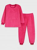 Теплая пижама махра для девочки Фламинго малиновая 855-905