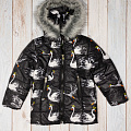 Куртка для дівчинки ОДЯГАЙКО Лебеді чорна 22103О - ціна