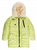 Куртка удлиненная зимняя для девочки Одягайко салатовая 20026О