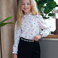 Блузка шкільна для дівчинки Mevis Сердечки біла 4736-01 - ціна