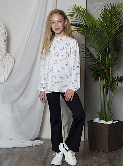 Шкільна блуза для дівчинки Mevis Квіточки біла 4741-01 - ціна