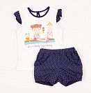 Комплект летний (футболка+шорты) для девочки Бемби синий КС412