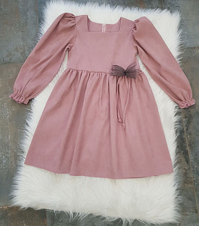 Святкове вельветове плаття для дівчинки рожеве 1208 - ціна