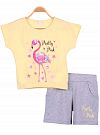 Комплект футболка и шорты для девочки Breeze Фламинго желтый 15160