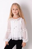 Блузка с длинным рукавом для девочки Mevis белая 3661-02