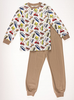 Пижама для мальчика Interkids  Машинки бежевая 1696 - ціна