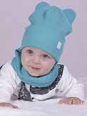 Комплект шапка и хомут для девочки Semejka Бинни бирюзовый 9323