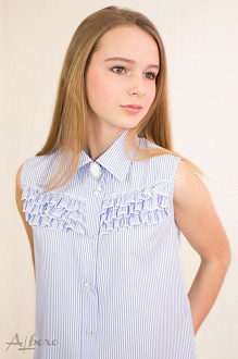 Блузка з коротким рукавом для дівчинки Albero блакитна 5060 - фото