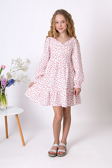 Сукня для дівчинки муслін Mevis Квіти біле з рожевим 5037-04 - ціна