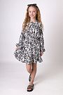 Платье для девочки Mevis Цветочки черно-белое 4991-02