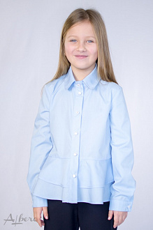 Блузка з подвійною басками для дівчинки Albero блакитна 5074-В - ціна