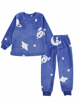 Тепла піжама вельсофт Фламінго синій 855-910 - ціна