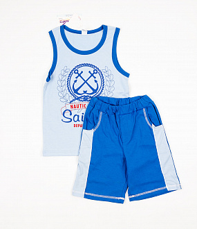 Комплект для мальчика (майка+шорты) Valeri tex Якорь голубой - ціна