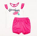 Комплект летний (футболка+шорты) для девочки Бемби малиновый КС412