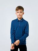 Футболка-поло с длинным рукавом для мальчика SMIL синий меланж 114742/114743