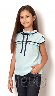 Блузка с коротким рукавом для девочки Mevis мятная 2424-05 - ціна