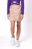 Коттоновая юбка-карго для девочки Mevis бежевая 5066-01