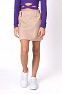 Коттоновая юбка-карго для девочки Mevis бежевая 5066-01