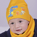 Комплект шапка і хомут дитячий Semejka Діно гірчичний 9322 - фото