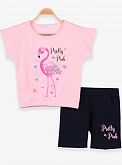 Комплект футболка и шорты для девочки Breeze Фламинго персиковый 15160
