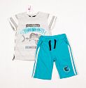 Комплект для мальчика (футболка+шорты) Фламинго голубой 905-110